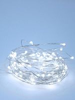 Гирлянда светодиодная "Серебряные нити" 10м 100LED в виде капель работает от 220В с трансформатором Космос KOCNL-EL150_silver