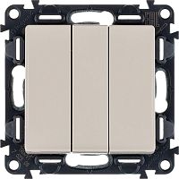 Механизм выключателя 3-кл. СП Valena Life 10А IP20 250В 10AX с лиц. панелью винт. зажимы сл. кость Leg 752503