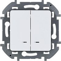 Механизм выключателя 2-кл. Inspiria 10А IP20 250В 10AX с подсветкой / индикацией бел. Leg 673630