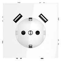 Розетка 1-м СП S70 16А с USB A+A с заземл. защ. шторки механизм бел. глянцевый Voltum VLS040401