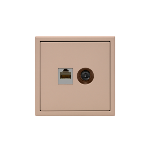 Розетка компьютерная + телевизионная 2-м ArtGallery RJ45 + TV кат.5E песочн. SE GAL001289 фото 3