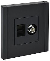 Розетка 2-м TV+RJ45 кат.5E FORTE&PIANO FP136 черн. IEK FP-AK20-1-K02