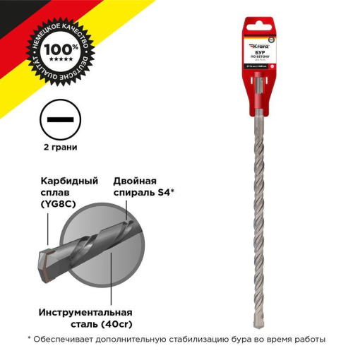 Бур по бетону 16х460мм SDS PLUS Kranz KR-91-0052 фото 2