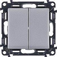 Механизм переключателя 2-кл. СП Valena Life 10А IP20 250В с лиц. панелью безвинт. зажимы алюм. Leg 752608