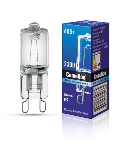 Лампа галогенная 60Вт капсула G9 2850К 240В прозр. Camelion 5555