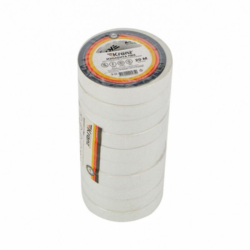 Изолента ПВХ 0.13х15мм 20м бел. Kranz KR-09-2601 фото 2