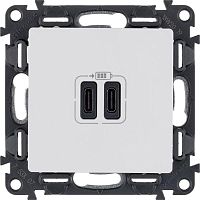 Устройство зарядное Valena Life с 2-мя USB-разъемами тип C-тип C 240В/5В 3000мА с лиц. панелью бел. Leg 753107