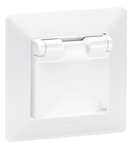 Механизм розетки 1-м СП Valena Life 16А IP44 250В 2К+З защ. шторки откидная крышка бел. Leg 753119 фото 4