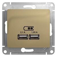 Розетка USB 2-м СП Glossa тип A+A 5В/2100мА 2х5В/1050мА механизм титан SchE GSL000433