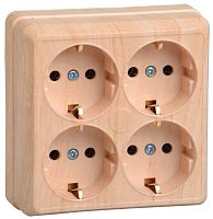 Розетка 4-м ОП Октава 16А РС24-3-ОС с заземл. сосна IEK ERO41-K03-16-DC