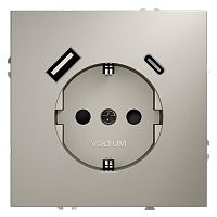 Розетка 1-м СП S70 16А с USB A+С с заземл. защ. шторки механизм кашемир Voltum VLS040503