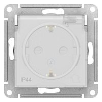 Механизм розетки 1-м СП AtlasDesign Aqua 16А IP44 с заземл. защ. шторки с защ. крышкой бел. SchE ATN440146