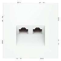 Розетка компьютерная 2-м СП S70 RJ45 + RJ45 кат.6 механизм бел. матов. Voltum VLS060202
