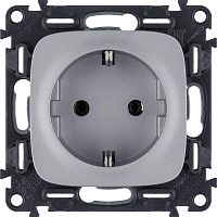 Механизм розетки 1-м СП Valena Allure 16А IP2X 250В 2К+З с лиц. панелью безвинт. зажимы алюм. Leg 753921