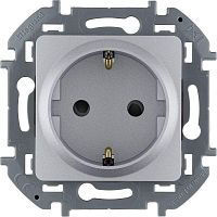 Механизм розетки 1-м СП Inspiria 16А IP20 250В 2P+E защ. шторки немецк. стандарт алюм. Leg 673732
