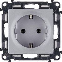 Механизм розетки 1-м СП Valena Life 16А IP2X 250В 2К+З с лиц. панелью безвинт. зажимы алюм. Leg 753621